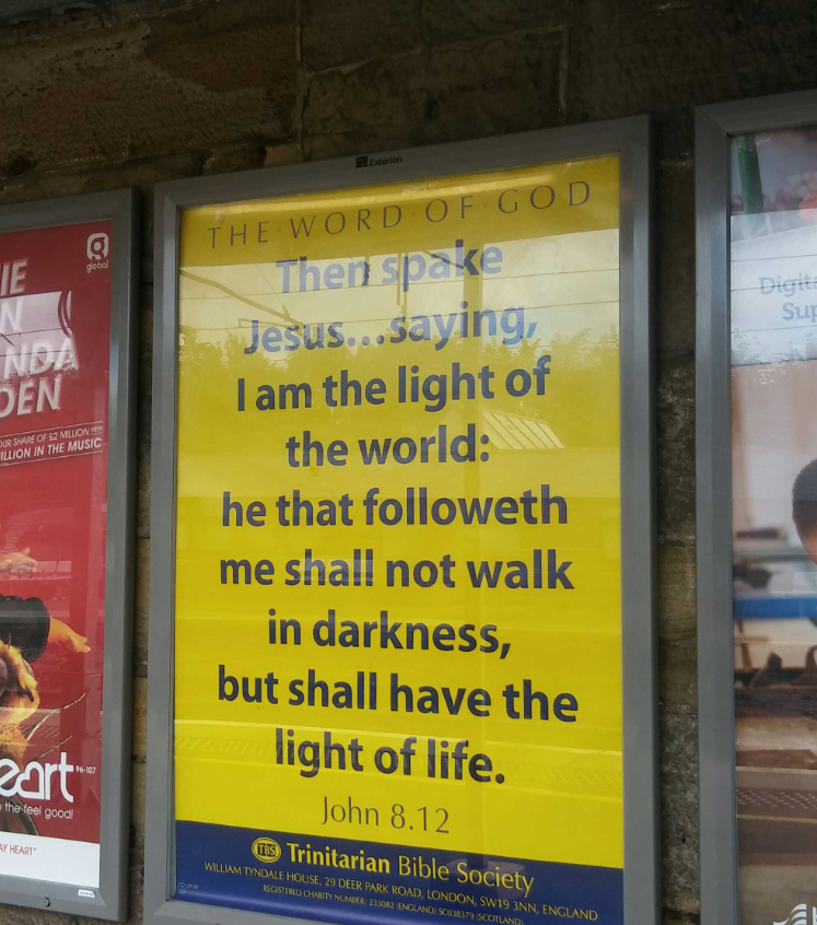 tbsbibles's tweet photo. These photos show two railway posters (at Motherwell and Leatherhead) that the Society has arranged to have posted during July.

Please pray that people will see these posters as they travel around the country, and that the Lord would use His Word with power. https://t.co/xJC5nRKefo
