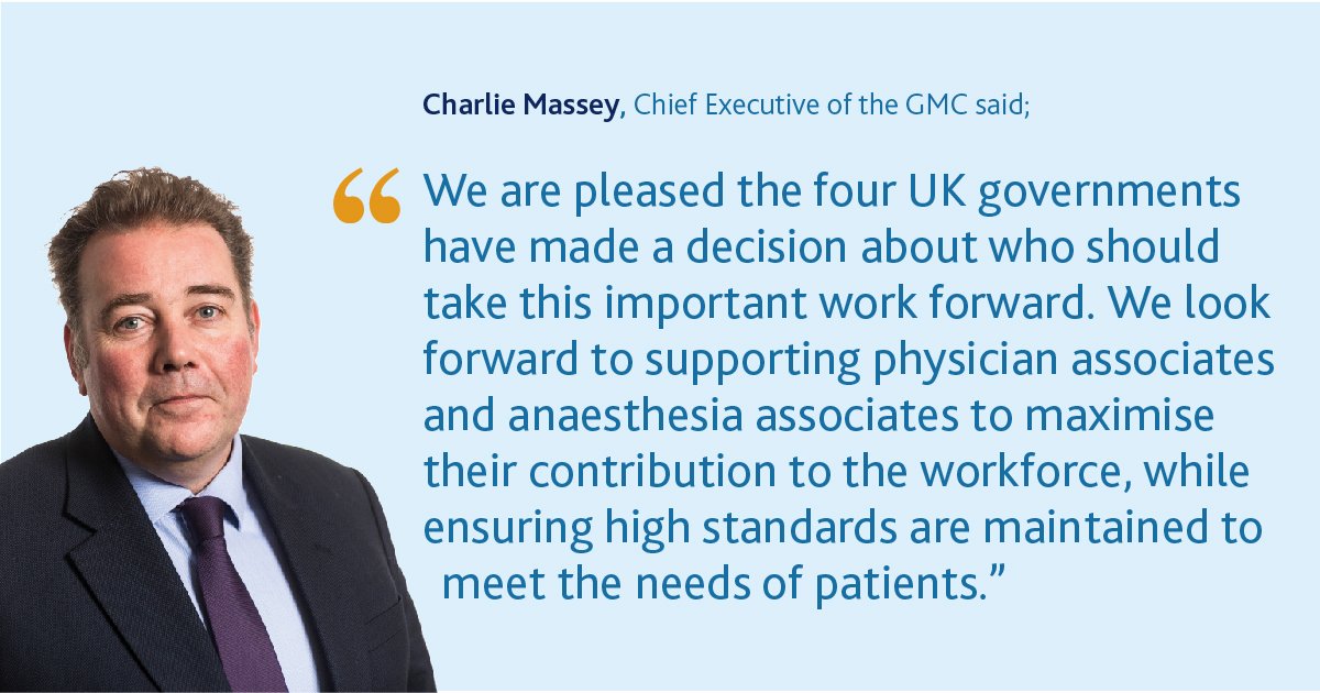 gmcuk's tweet photo. We are pleased that the four UK governments have decided that we should regulate physician associates &amp; anaesthesia associates. https://t.co/r50HP1AGZg https://t.co/mBBt2BYtwY