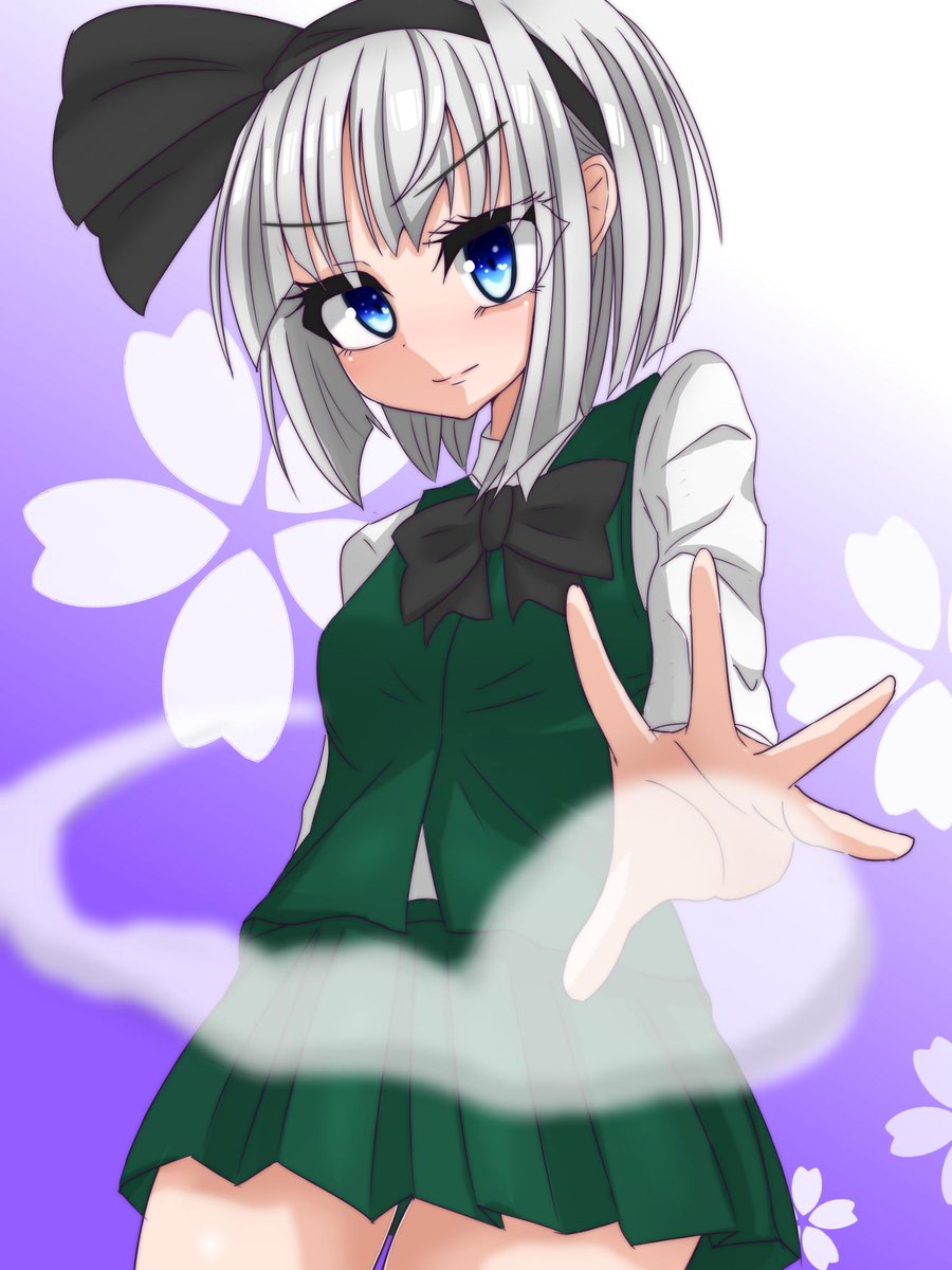 魂魄妖夢 ,半霊 「お題箱から、キリッとした表情の妖夢ちゃん描きました。 」|KATEのイラスト