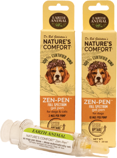 In stock now Earth Animal's ZenPen? Simply push the predispensed CBD amount (10mg or 2 mg) from the pen &amp; apply to your pets ear.  This transdermal absorption is quick, painless &amp; very easy to apply to both dogs &amp; cats.  #earthanimal #zenpen #gulfcoastpets #cbd
