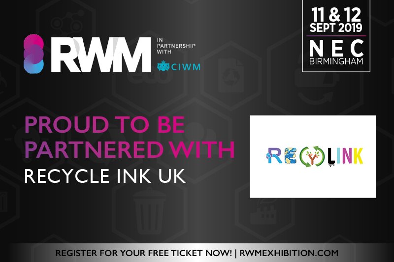 RWM_Exhibition's tweet photo. @RecycleInkUK recycle Inket &amp; Toner cartridges from anyone that has them, Their aim is to divert as many from landfill as possible.We are proud to be Partnered with them for #RWM19 Happening on the 11th &amp; 12th September at the NEC in Birmingham
https://t.co/aPIEWheDQ1 https://t.co/2qtGQOn3kL