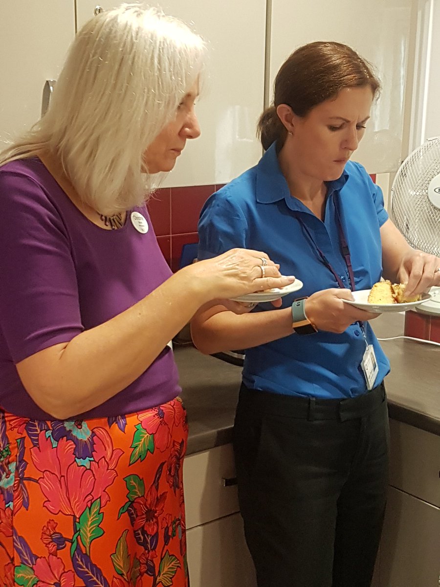 NCF_Liz's tweet photo. Great to see @theCAREbadge badge on show here @WCS_Care with @KateTerroni @CQCProf and @WCS_EdRussell! And then cake, kindly baked by one of the residents! https://t.co/s3ceM05I6k