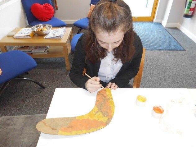 bridgeschool37's tweet image. &quot;Strewth look at those boomerang designs&quot; 
Students at the Murdishaw Centre have been researching how Aboriginal people used to use art to tell stories. 
#artandlearning #murdishawcentre #runcorn #halton