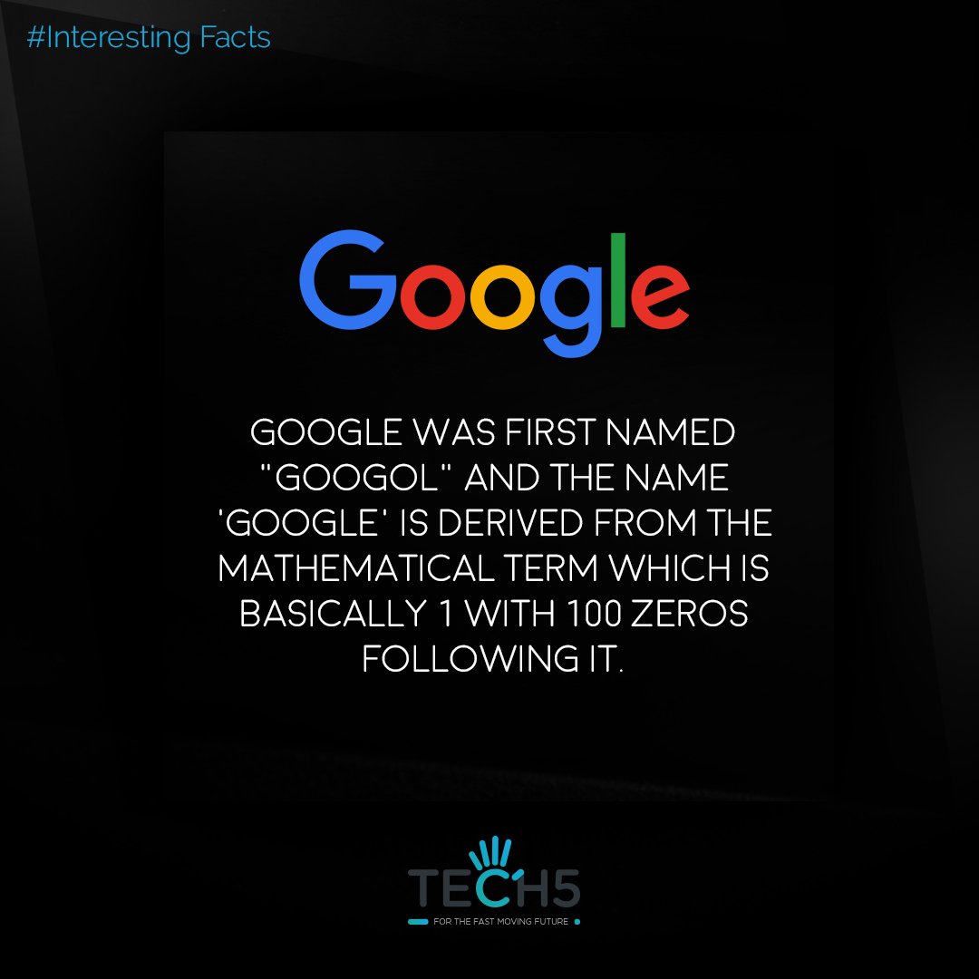 Tech551776278's tweet image. #InterestingFacts
Curious about how Google got its name? Here it is.
#Tech5 #technology #DataScience #DataScienceCourse ##Data #Hyderabad #fact #techFacts #techgeek #today #google #googleName