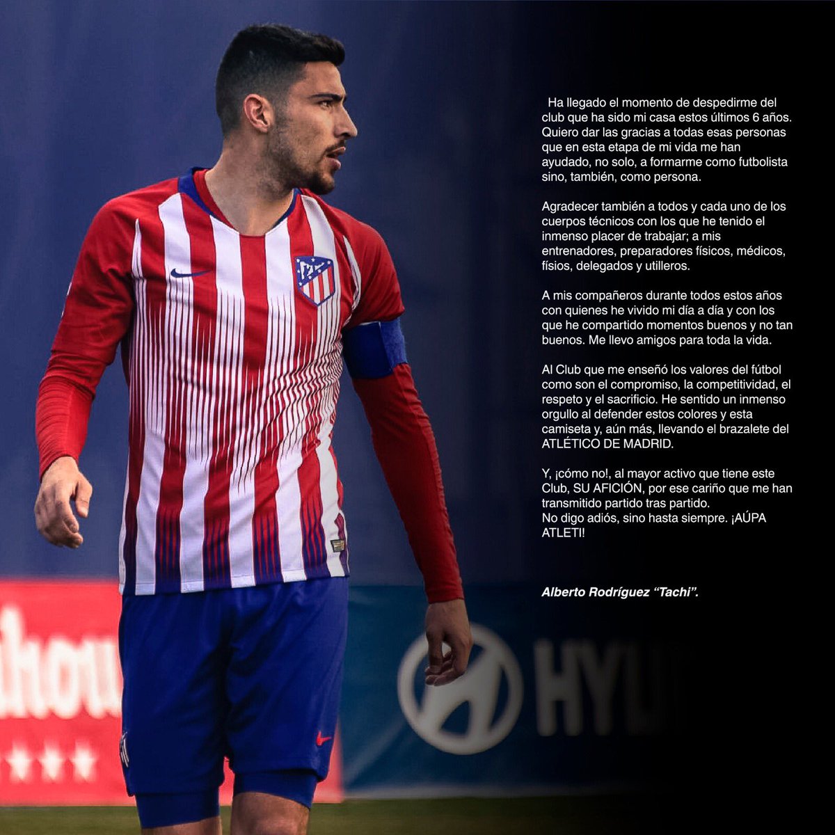 Carta de despedida de Tachi del Atlético de Madrid.