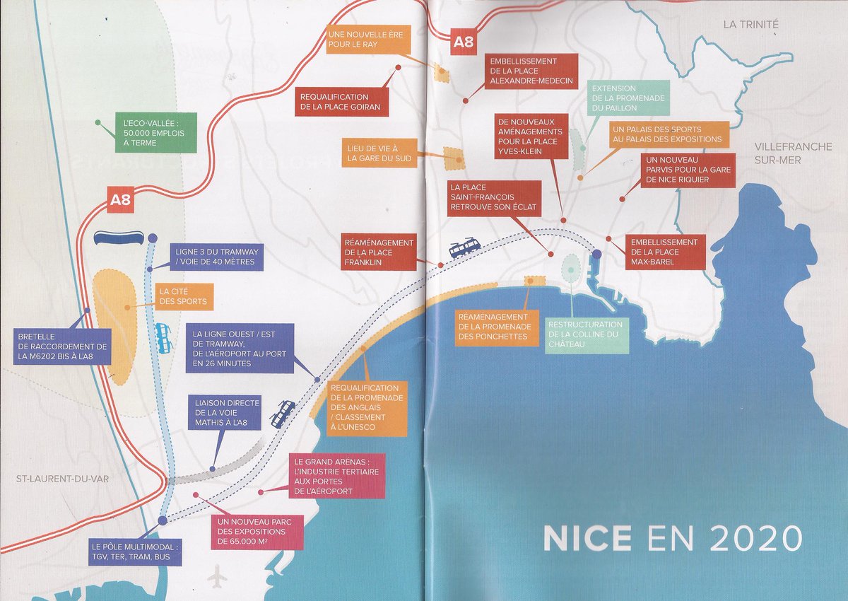 PatriceBenoit06's tweet photo. Grand Arénas, Pôle multimodal St Augustin, Nouveau Parc des expositions, Liaison directe Voie Mathis-A8….

Toutes les promesses de la jolie de la plaquette d’#Estrosi #MUN2014 pour #Nice2020. 

Fallait sans doute lire : "décennie 2020".. Ai pas Vergougna ! 🎺🗳️

@actualites_nrv https://t.co/PLgmRUNgM1