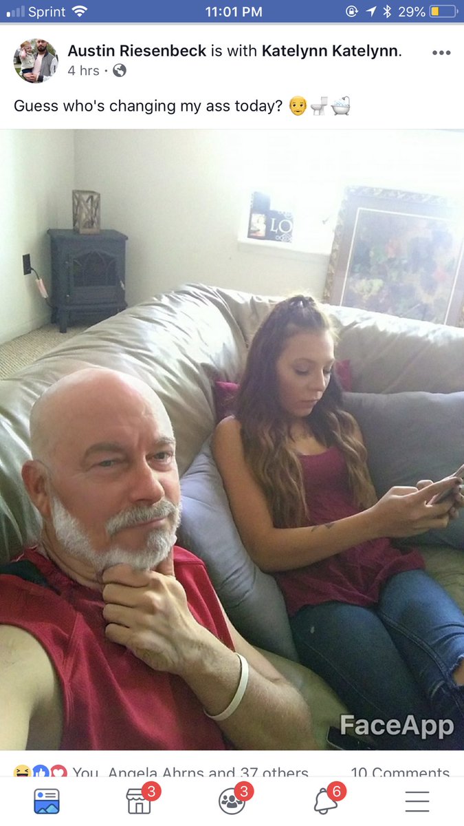 watersabbey's tweet photo. Everyone doing the FaceApp aging to see what they look like.... but my brother is different 🤣🤣🤣 https://t.co/a5lbUxKeRy