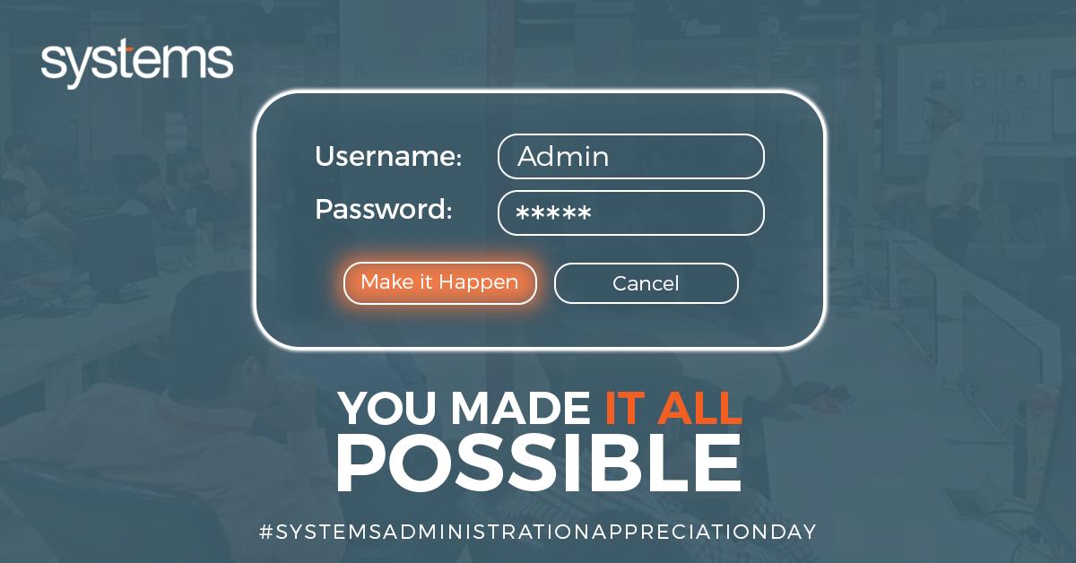 SystemsLtd's tweet image. Hacking, fixing, debugging – there’s a man/woman for that. Thank your admin staff today! 
#SystemsLimited #SystemsAdministrationAppreciationDay #SystemsAdmin