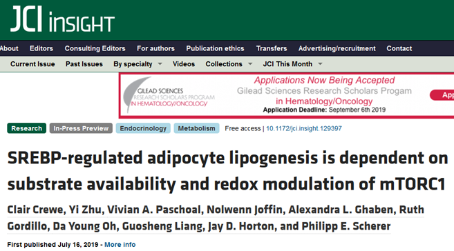 New JCI Insight paper - 'SREBP-regulated adipocyte lipogenesis isdependent on substrate availability and redoxmodulation of mTORC1'
insight.jci.org/articles/view/…