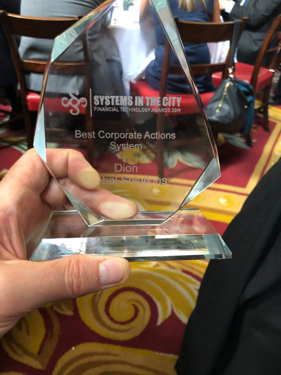 Dion_Global's tweet photo. We’re thrilled to be named the “Best Corporate Actions System” award winner at the #SITC Awards for our recently launched #CorporateActions Processing solution.  

Interested in knowing more? Take a look: https://t.co/BL3O07bGEx 
#PostTrade #IPO #securitiesmarket #trading #equity https://t.co/FO4taaMTUa