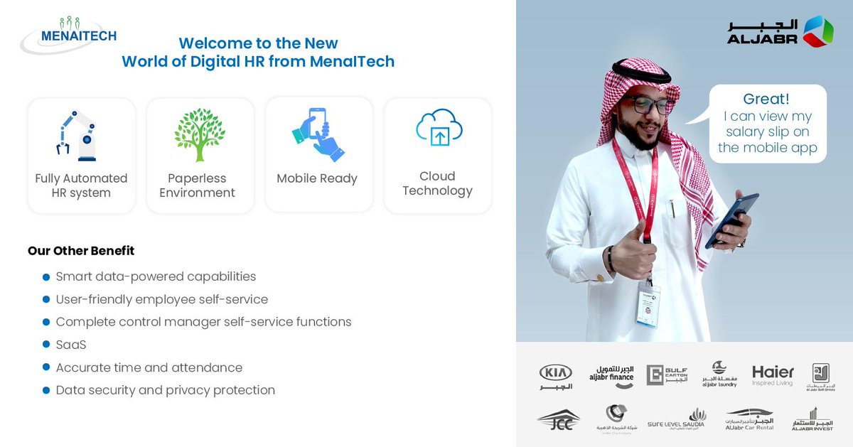 menaitech's tweet photo. Gone are the days of stacks of paperwork. Goodbye to HR bureaucracy.
Go digital with MenaITech and watch your efficiency go up, operational costs go down and employee satisfaction rise. Our client, Al Jabr in #SaudiArabia, will tell you the same.
#MenaITech #DigitalHR #KSA https://t.co/z5tUXWc9Kb
