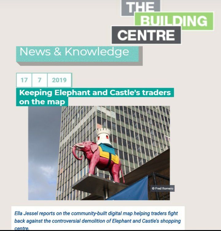 LatinElephant's tweet photo. Keeping #ElephantandCastle Traders on the Map - “The forensically collecting wide-ranging data” research conducted by Latin Elephant @santuli23 and @elephant_petit is featured on this article by @EllaJessen on @BuildingCentre 
https://t.co/sRWcr9GGVZ https://t.co/7L94BtjeIb