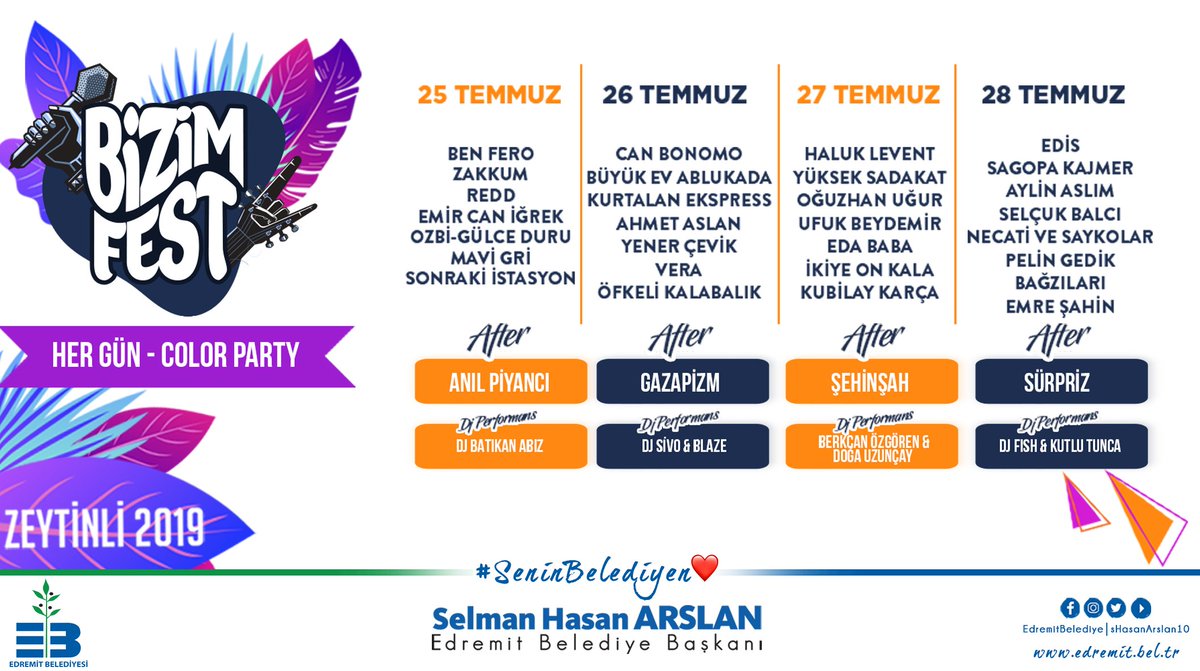 EdremitBelediye's tweet photo. RT'le kazan! 10 şanslı kişi aranıyor 😎

25-28 Temmuz 2019 tarihleri arasında Zeytinli Festival Alanında gerçekleşecek @bizim_fest 2019 kombine bileti kazanmak için bu tweeti RT'lemen yeterli! 🎤🤟 🏖 🏕 https://t.co/0cDkdYvdM5