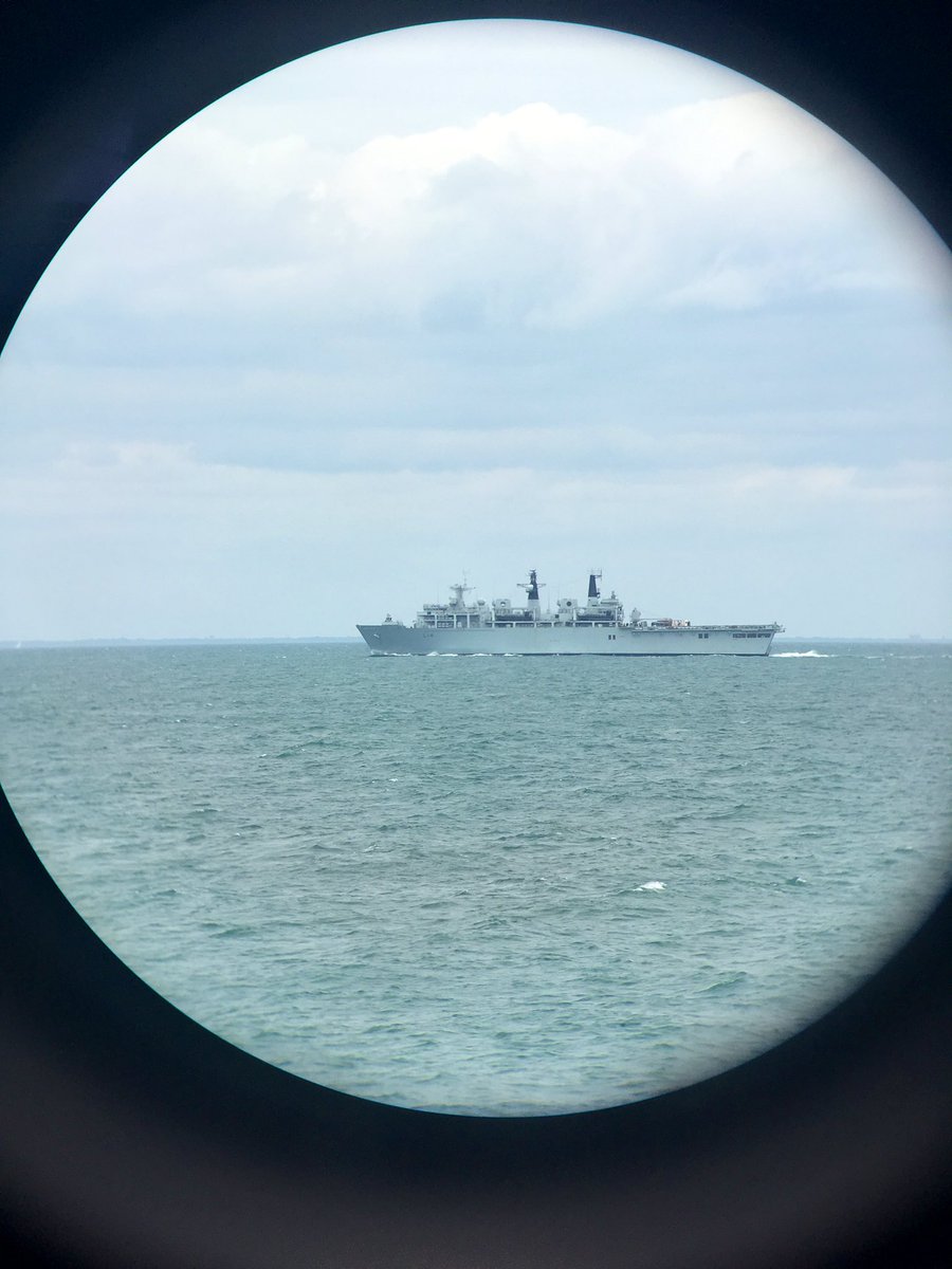HMSStAlbans's tweet photo. The @RoyalNavy Fleet Flagship, @hms_albion, looking smart as she steams through the English Channel on her way home from #BalticProtector. https://t.co/KHp283OEtu