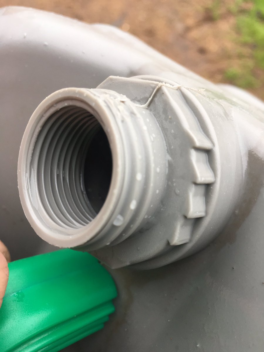 RodPohlner's tweet image. Came across this idea at last weeks Nhill’s Pony Express Motorbike Enduro. These 10 &amp;amp; 20lt Dow containers have an internal thread in the breather hole and make a great Jerry can. Easy to pour and fill.  Gave it a coat of plastic primer and red just to make it look right.