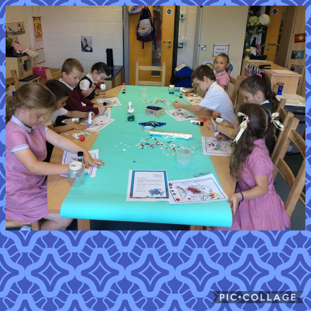 SunflowersMLP's tweet photo. The children received a letter from The Rainbow Fish today, 🌈🐠 he was feeling sad because he had lost his shiny scales 🙁 the children used lots of resources to help him look beautiful again @MabLanePri 
#Participatesconstructively https://t.co/Olk32APVRF