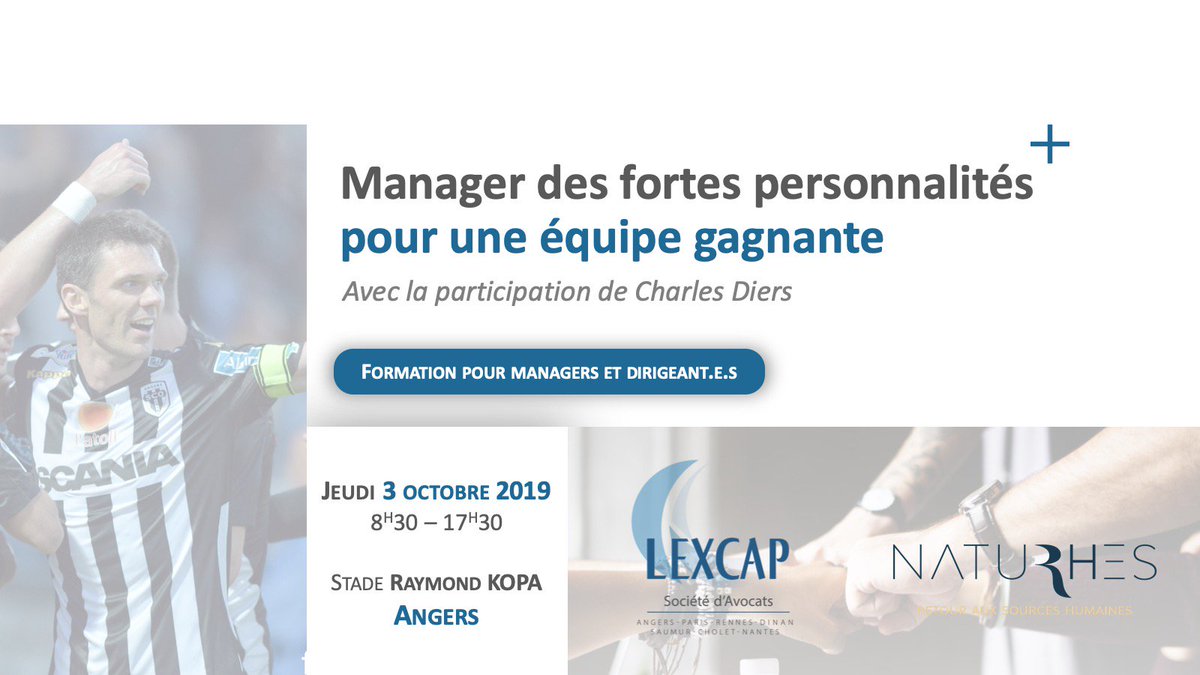 Lexcap Avocats (@lexcapavocats) on Twitter photo SAVE THE DATE !!!! <a href="/Lexcapavocats/">Lexcap Avocats</a> et NatuRHes vous proposent une nouvelle formation, le 3.10.19, avec la participation exclusive de <a href="/the30man/">Charles Diers</a> au Stade Raymond Kopa.
Toutes les informations et les modalités d’inscription sur
le site de LEXCAP : lnkd.in/evqzV6T SAVE THE DATE !!!! <a href="/Lexcapavocats/">Lexcap Avocats</a> et NatuRHes vous proposent une nouvelle formation, le 3.10.19, avec la participation exclusive de <a href="/the30man/">Charles Diers</a> au Stade Raymond Kopa.
Toutes les informations et les modalités d’inscription sur
le site de LEXCAP : lnkd.in/evqzV6T
