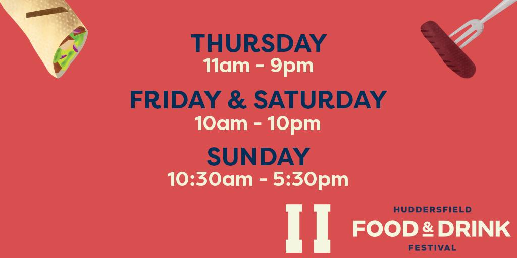 huddsfoodfest's tweet photo. Will you be joining us for four days of food and drink heaven? 🌮🥤🥖 It all starts two weeks today! #HFDF19 https://t.co/PiA4TIKZoc