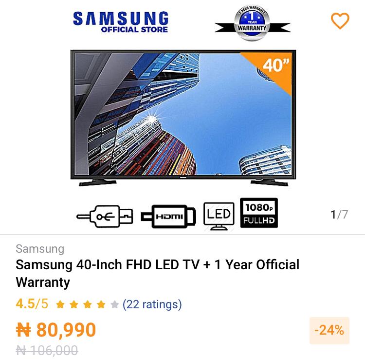 herbeabea's tweet image. Bigger screen, different experience!!! Latest 40 inches Samsung tv. It’s a top notch brand.  Contact now to order. #jumia #jforceCAPTAIN.