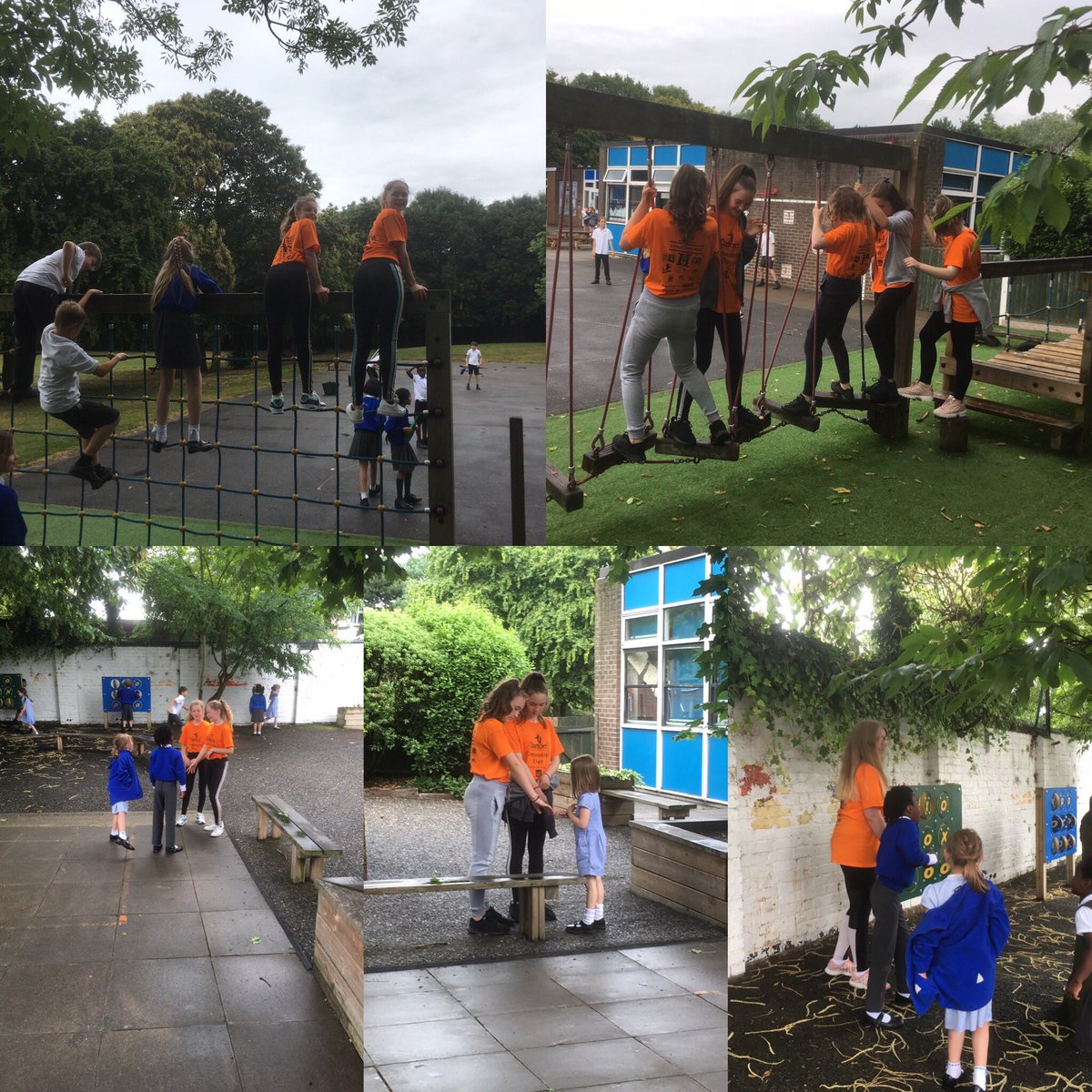 DSTC_PE's tweet photo. Lunchtime with the primary pupils included ‘being put in the oven’ when caught, sticker swap and climbing. After lunch the girls helped with reading time. Enjoyable day at Gateway Academy Primary School. #communityday #DSTC @DSTCNews https://t.co/PXWsgIB843