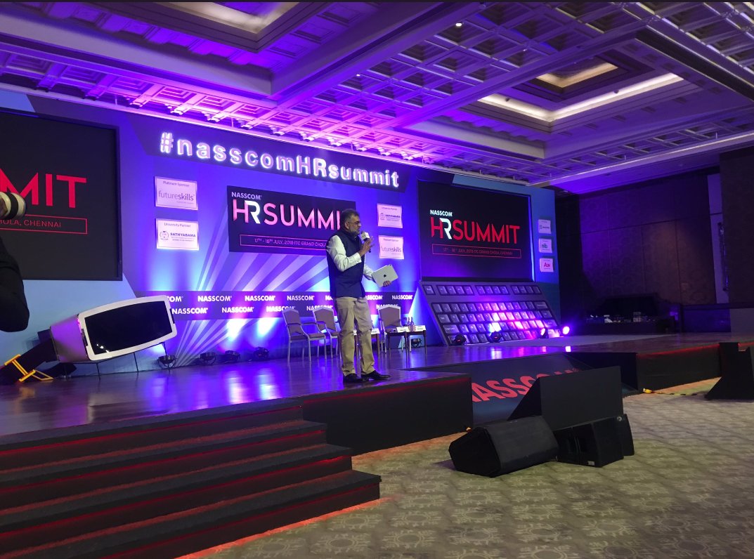 NasscomEvents's tweet photo. @dnprasad23 took to the stage of the 16th #nasscomHRsummit earlier today and begun the panel discussion by presenting intriguing questions and insights on HR Professional 2.0. If you missed the session, here is the link to the short live video https://t.co/SgbGF1PdTZ https://t.co/EPImLAtiBV
