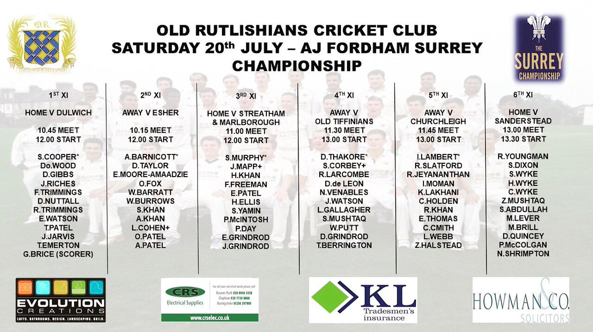 Seems after last weekend everyone wants a game! We have 6 XIs out this Saturday! Good luck all

@SurreyCricketFd @SurreyChamp #CricketWorldCupFinal