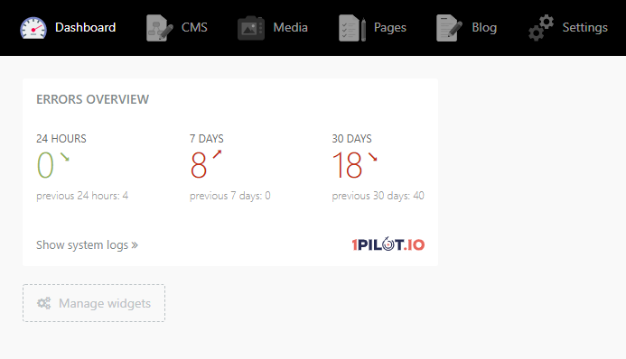 A Pilot is only as good as his dashboard! Get an instant view of #SiteErrors on your <a href="/OctoberCMS/">October CMS</a> dashboard with our handy new widget. octobercms.com/plugin/onepilo…