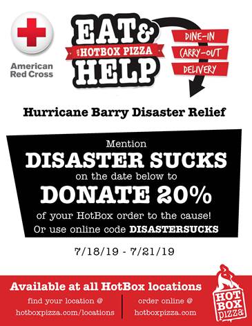 indianaRedCross's tweet photo. Today kicks off our deal with @HotBoxPizza! Order a pizza and let them know that disaster sucks to donate 20% of your order to the Red Cross disaster fund! #DisasterSucks https://t.co/zSNYjfPktO