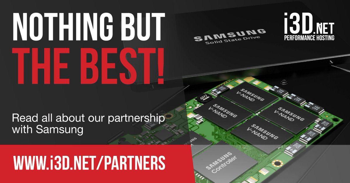 i3D_net's tweet photo. Samsung is a worldwide leader in the electronics industry. They are our primary supplier in SSD's for a good reason. https://t.co/QCIMDR0q9O #i3dnet #performancehosting #globalgamehosting #globalnetwork https://t.co/LZp362j3QX