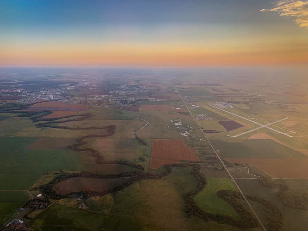 FlyHays's tweet image. One of our passengers shared this photo of the sunrise over Hays this morning from his flight to Denver. Thanks for flying Hays! Photo Credit: Brooks Barber  #FlyHays #sunrise