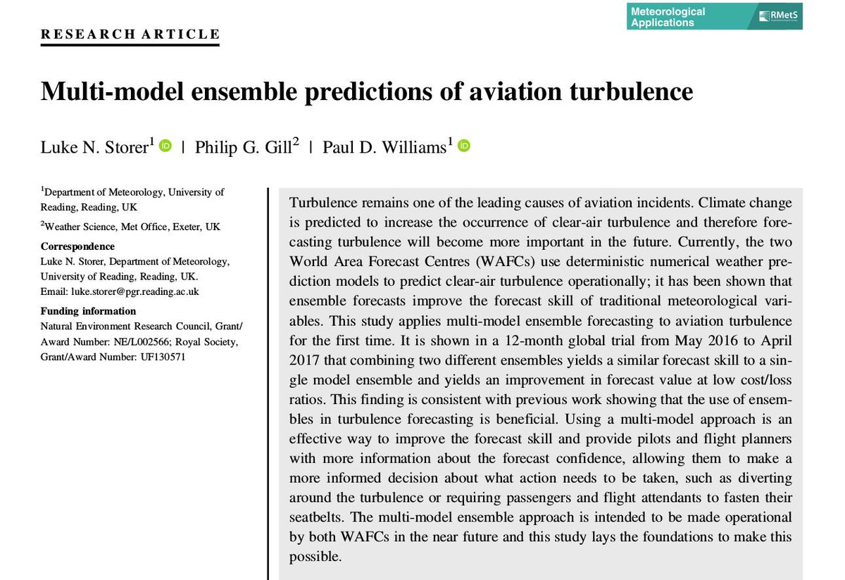 DrPaulDWilliams's tweet photo. Our new study forecasts clear-air turbulence using multi-model ensembles for the first time.

Probabilistic predictions provide information about forecast confidence, which is more useful to pilots and flight planners than a simple yes/no binary forecast.

https://t.co/tOfhjx51xA https://t.co/GqjM4Wyz19