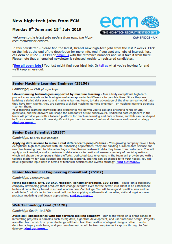 ecmselection's tweet photo. The latest jobs newsletter from ECM is out - see what's new from the past 2 weeks. https://t.co/OeNPyY53X3