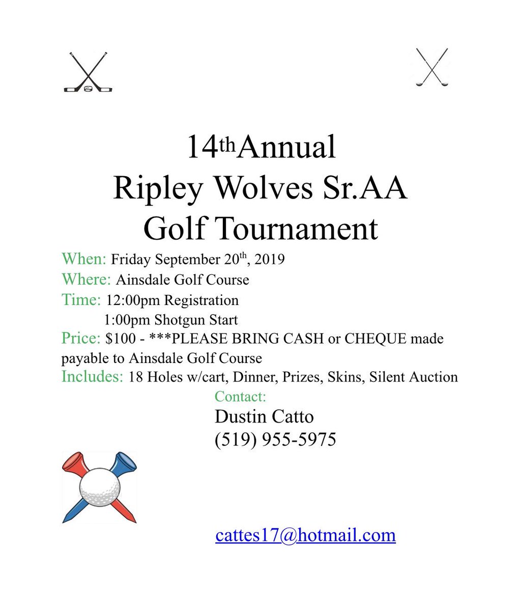 RipleyWolves's tweet photo. @RipleyWolves hosting their 14th annual golf tournament at Ainsdale Golf Course. Friday September 20 so mark your calendar and book the afternoon off work. #howlifyahearme https://t.co/bYAxvkmvQS