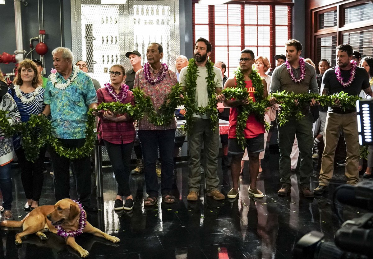 HawaiiFive0CBS's tweet photo. Back in action! 🎬 #H50 started production of Season 10 with a blessing ceremony that included traditional royal maile leis, Oli Aloha (welcoming chant), and Pule Ho’oku’u (closing prayer) to honor the show's tenth season!🌺 https://t.co/Vvogky7U4u