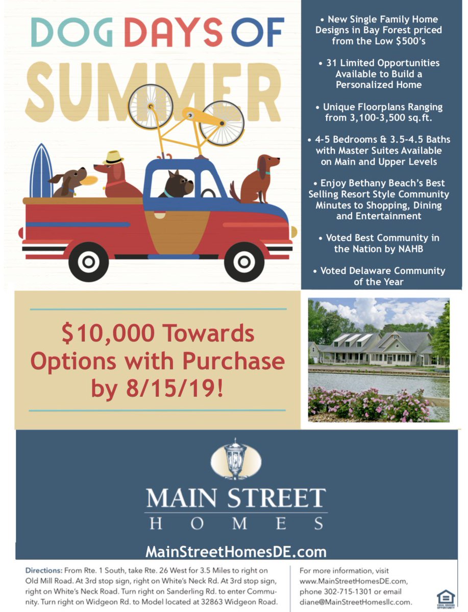 BayForestHomes's tweet photo. Save this #summer on a New #BeachHome! Visit Main Street Homes DE at #BayForestBeach to to see gorgeous #NewHomeDesigns, and live in the #BestCommunity at #BethanyBeach! https://t.co/JOu0bpE2Id