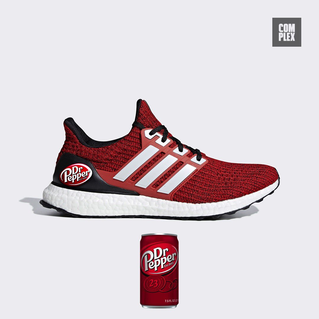 Abastecer Árbol Estacionario Complex Sneakers on Twitter: "This whole AriZona x Adidas situation got us  thinking. What if the Three Stripes teamed up with some other beverage  icons? 🤔 Dr. Pepper x Adidas Ultra Boost.