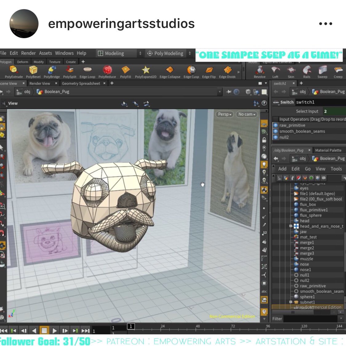 Been busy modeling the ‘Puppy Pug’ all day on Twitch! Will use POSETASTIC! Soon! #twitchartist #ArtStation #artstationchallenge  #GoldenTicketChallenge #illustration #sidefx #houdinifx #3dmodelling #posetasticapp #characterdesigns #pug #dog #sketch #empoweringartsstudios #boolean