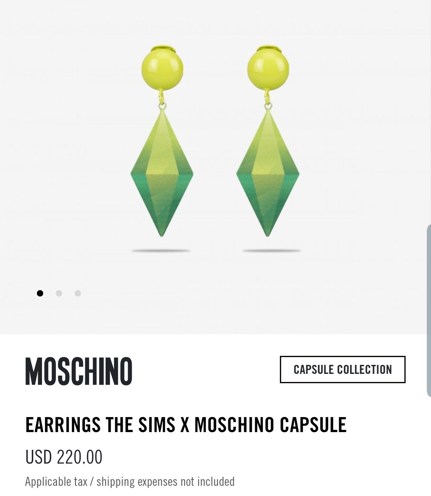 bought $220 plumbob Moschino earrings 