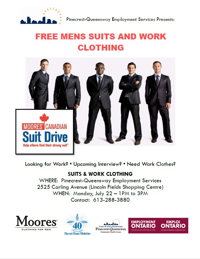PQ_Employment's tweet photo. Our annual Men's Suit Giveaway is happening this coming Monday July 22 from 1-3 p.m. Know someone who needs a suit for interviews or work? A variety of sizes, colours and styles to choose from! Everything's FREE! https://t.co/Ki4QpBST3t