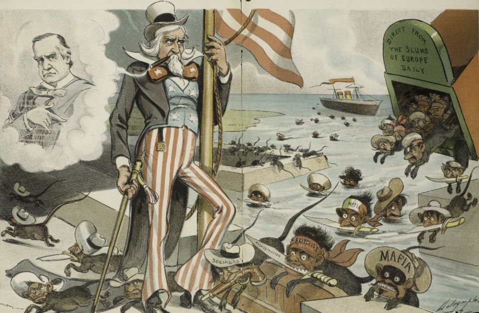 Gallegoscot's tweet photo. Racism and hatred of Immigrants is sadly VERY much in America's DNA. We've hated the Irish, the Jews, the Italians (and Catholics generally), the Mexicans, the Chinese, the Japanese, etc. etc... and currently Muslims and Hispanics. https://t.co/UB2eoGjUhl