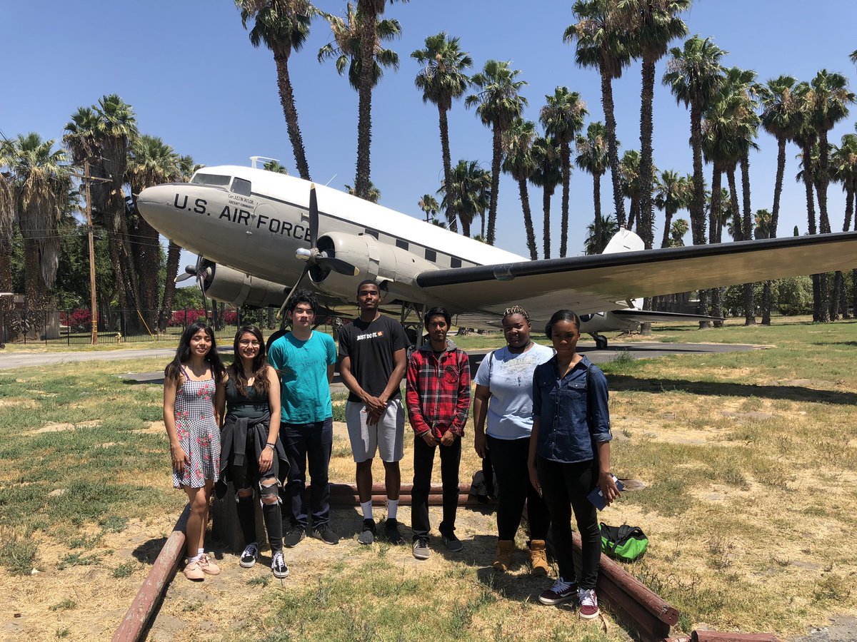CVUHSD's tweet photo. 3 @LawndaleHSROCKS students were chosen to participate in the CSULB National Summer Transportation Institute, thanks to @SouthBayWIB.  They spent 3 days at Flabob airport &amp; learned all about airplanes &amp; how to fly them. Each student flew for 30 min with an instructor. #theCVway https://t.co/ohbje633V2