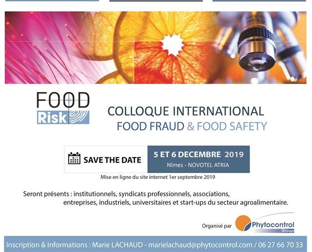 #SAVETHEDATE  FOOD RISK !
#Colloque international organisé par notre laboratoire ! Participez à cet évènement sur les thématiques Food #Fraud &amp; Food #Safety. 
📅 5 &amp; 6 décembre 2019
🕘 Nîmes - NOVOTEL Atria
Plus d'informations ▶▶▶ phytocontrol.com/actualites/foo…