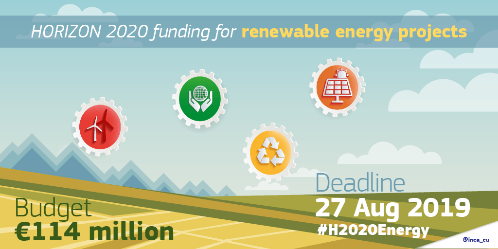cinea_eu's tweet photo. Are you looking for 🇪🇺#funding in #energy? €114 million are available for #H2020Energy projects dealing with #renewable #energy and near-zero emissions: you have until 27 August to submit your application ➡️ https://t.co/zJEDmqvote https://t.co/duTLvfu7Re