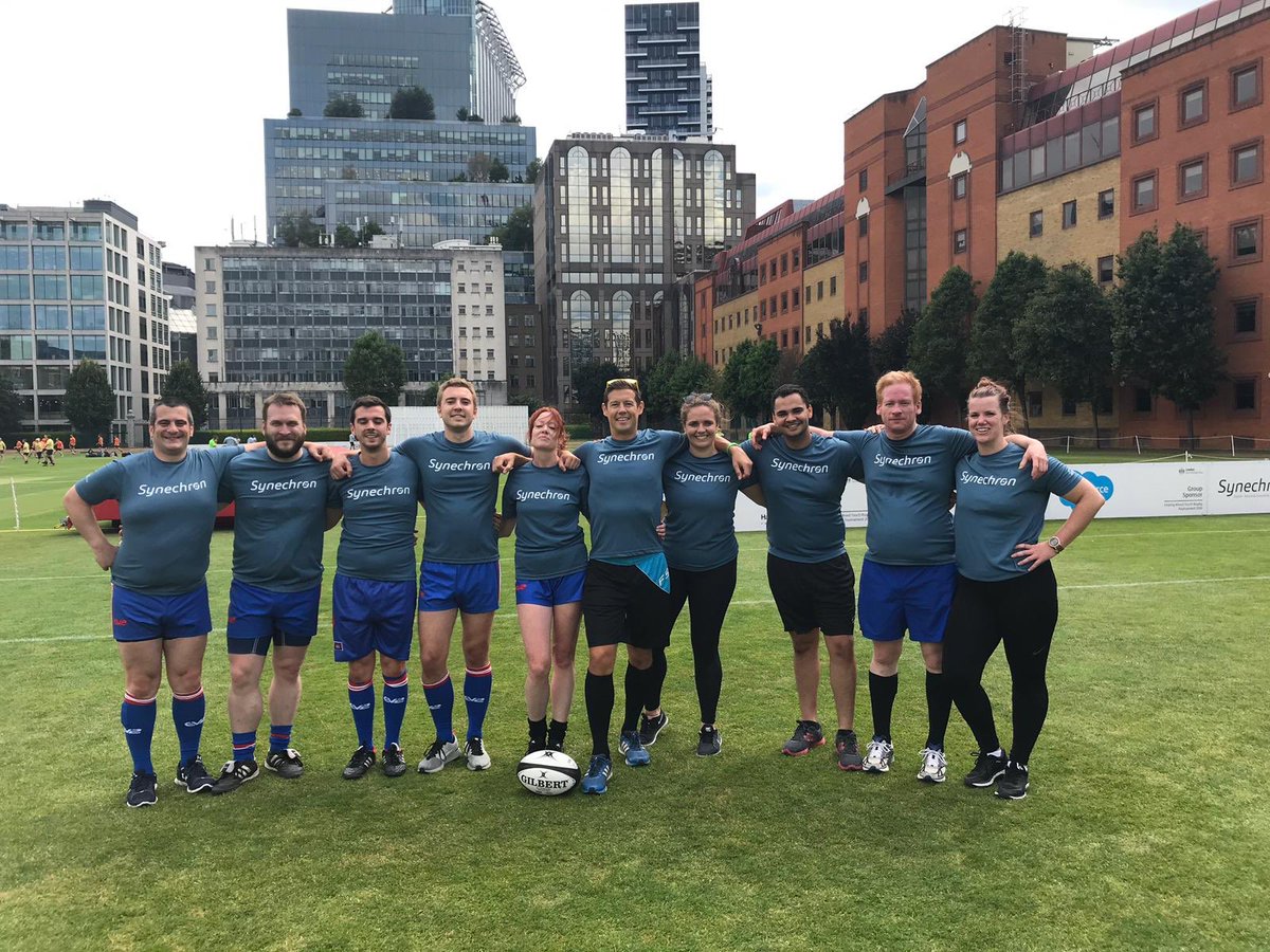 Synechron's tweet photo. We are #LIVE at the @LSEGplc Touch Rugby Tournament in partnership with @salesforce @Harlequins and #IPC! Hello @BofAML @KiteHC #trioptima ๐๐๐พ๐ https://t.co/jpsCtbAQS2