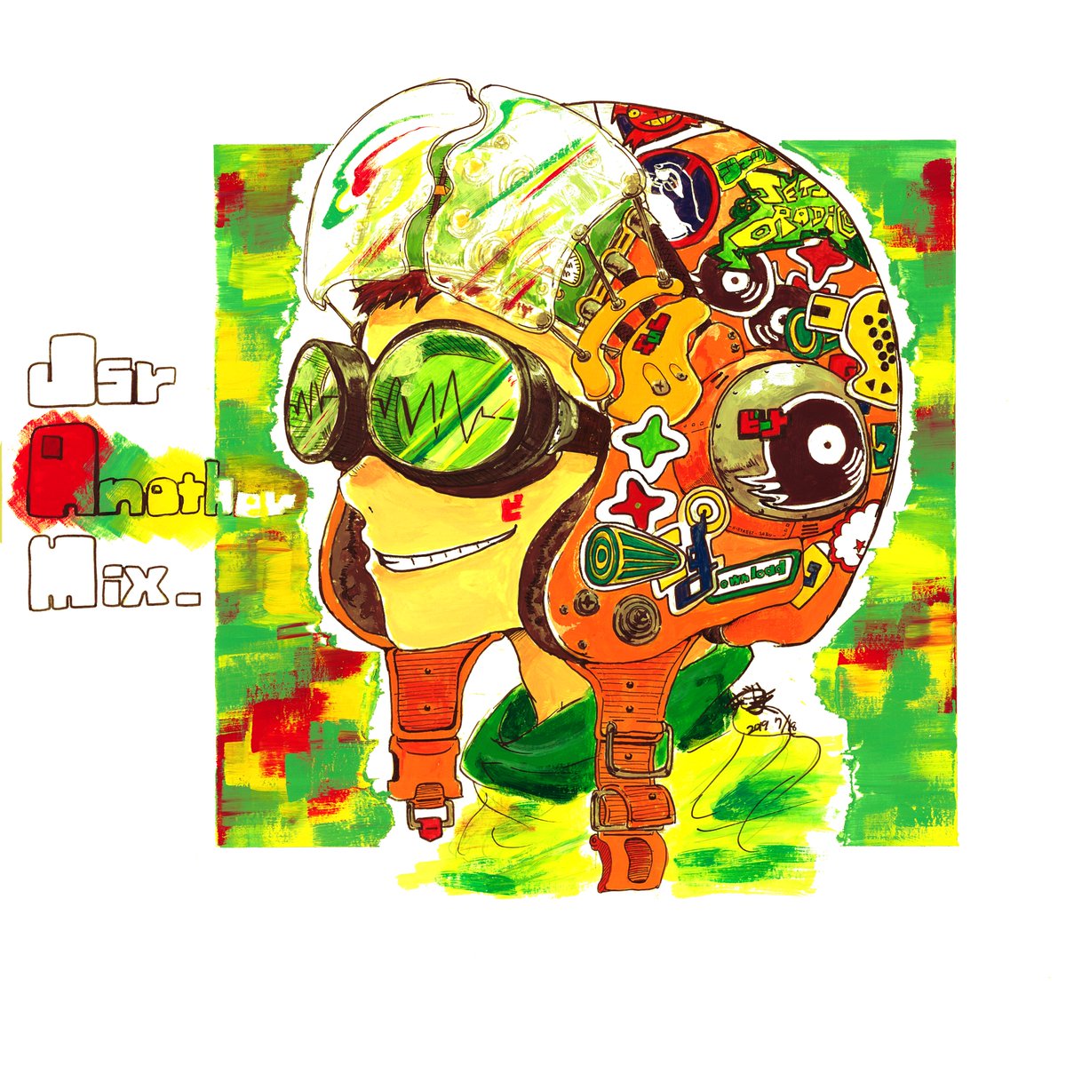 mago_oowarawa's tweet photo. Professor SARU（@X_SARU_x_b ）さんの「Jsr Another Mix」のアルバムアートを描かせて頂きました！こちら原画です。
めちゃカッケエので要チェケラ！！！

I made album artwork of "Jsr Another Mix" by Professor SARU(@X_SARU_x_b)
→https://t.co/sAPyW5DEcj
#jetsetradio https://t.co/QiRbKpaYcL