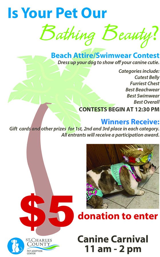 SCCHealth's tweet photo. Our Canine Carnival is today until 2 pm!!!
Enjoy games, giveaways, exhibits and $30 adoptions on #adultdogs at the #StCharlesCounty Pet Adoption Center, located at 4850 Mid Rivers Mall Drive.
Come at 12:30 for our beachwear/swimsuit contests. https://t.co/zZrvkQQQOJ