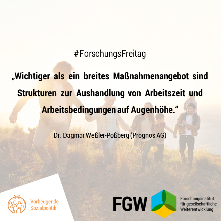Dagmar Weßler-Poßberg (Prognos AG), untersucht das Work-Life-Balance-Konzept, mit dem kleine &amp; mittlere Unternehmen ihre Potenziale für eine lebensphasengerechte Arbeitszeitpolitik gezielt nutzen können. #ForschungsFreitag fgw-nrw.de/studien/sozial…