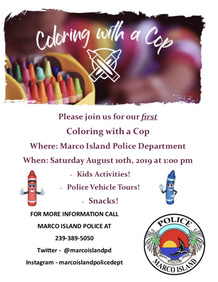 MarcoIslandPD's tweet photo. In an endeavor to make additional/new community connections, the Department will begin holding family-friendly events where it will provide an opportunity for families with school-age children to interact w #marcoisland PD @TommieBarfield @TommieBarfield #micms #tommiebarfield https://t.co/WIEaRu9c0C