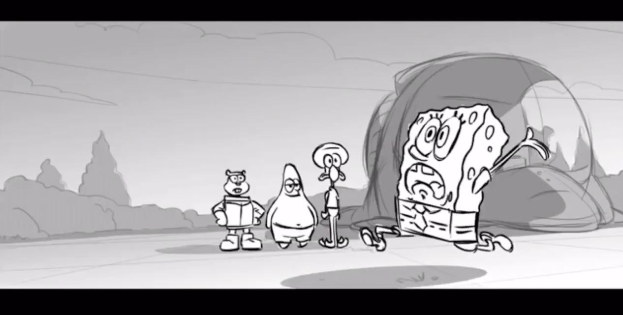 Lain スポンジボブ The Spongebob Movie It S A Wonderful Sponge のストーリーボード まだこれが本当かわからないけど映画恒例の陸の世界に行くのかな 敵キャラ のリスかクマっぽい強そうな人かっこいい サンディとイカルドもかなり出番多め カーニ