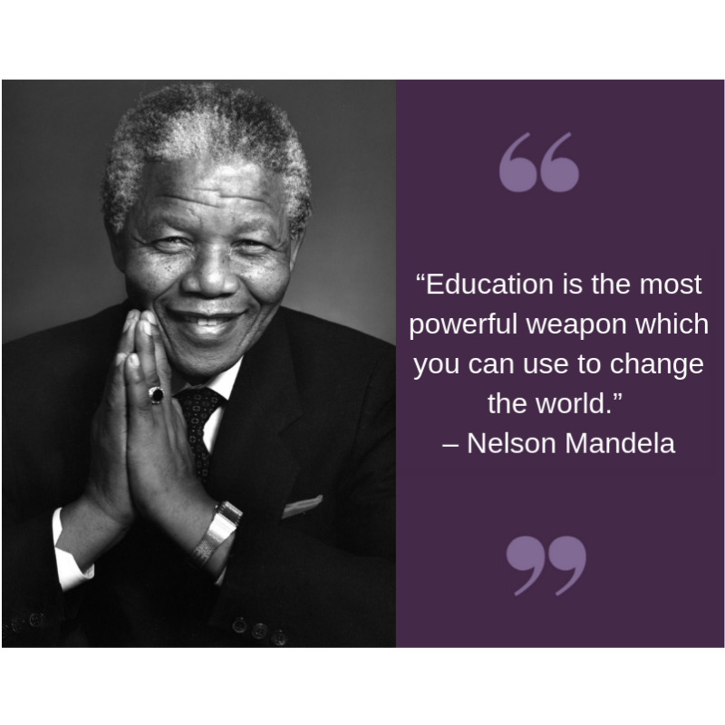 UoPeople's tweet photo. "Education is the most powerful weapon which you can use to change the world." - Nelson Mandela | #MandelaDay2019 #MandelaDay https://t.co/oXMjDYmRn9